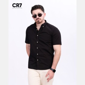 قميص اسود- ازرار ابيض
